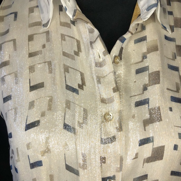 Rozae Nichols sheer sparkly blouse. SZ Small - Picture 3 of 9